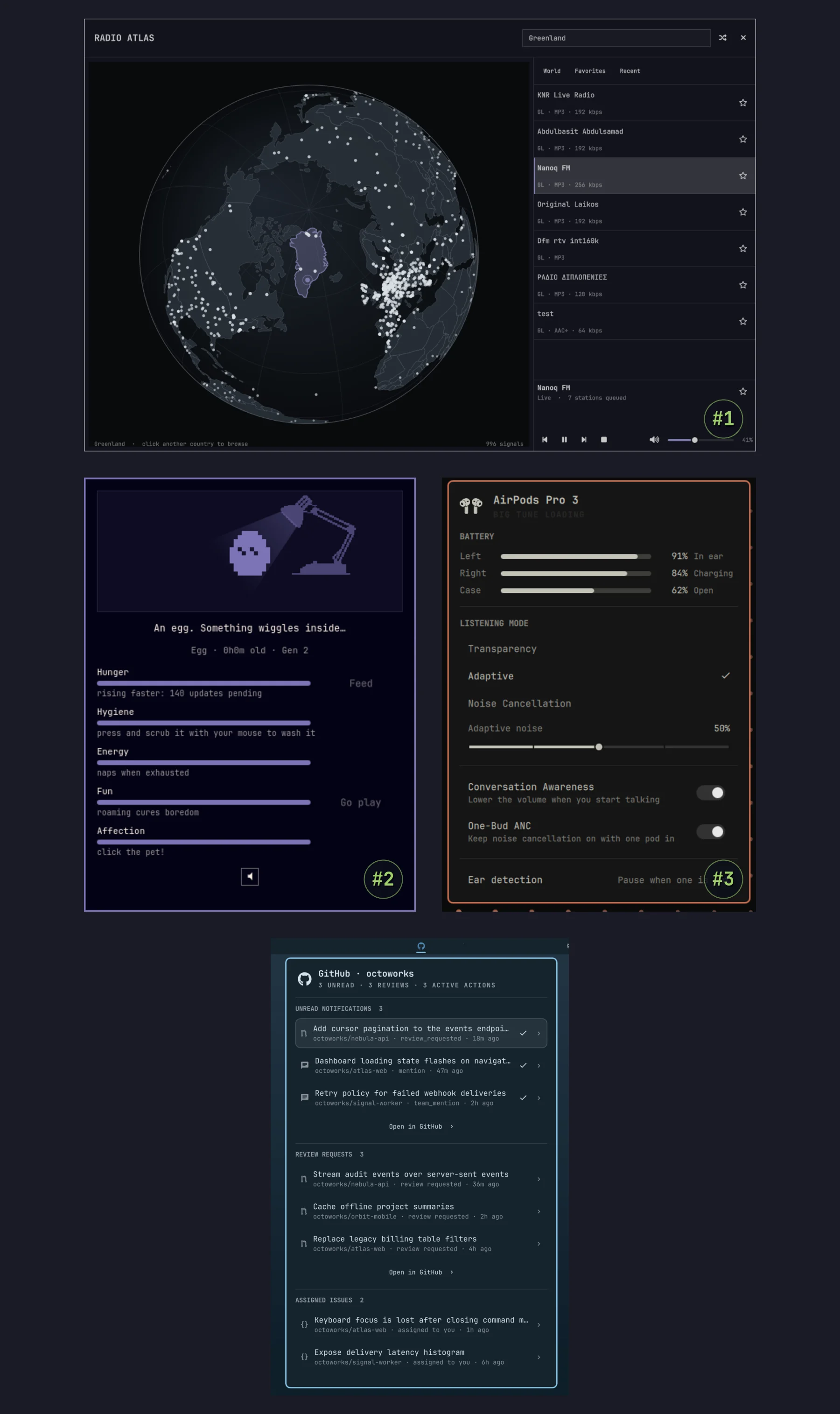 Radio Atlas, Omagotchi, AirPods og GitHub